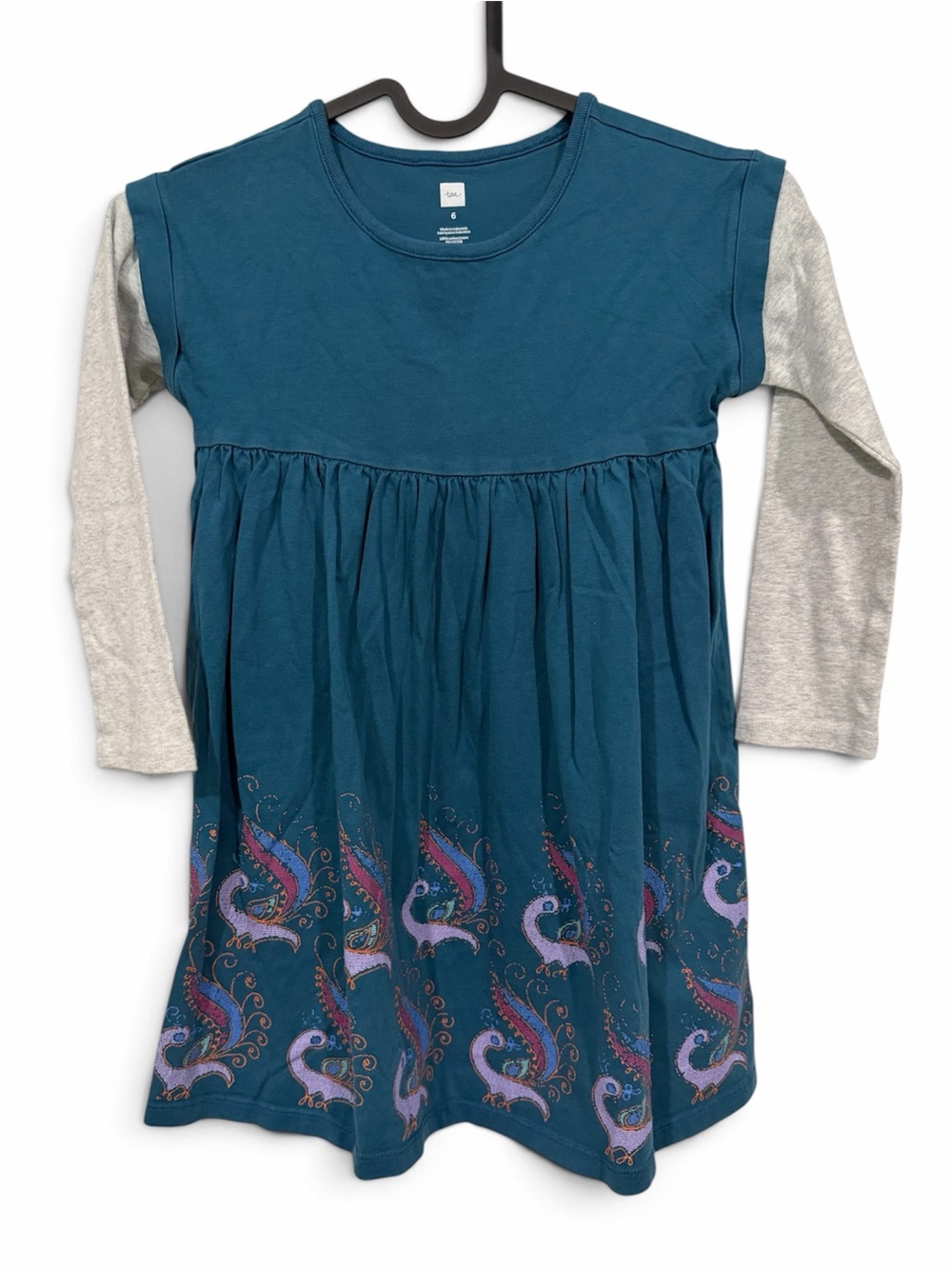 Girls Teal Long-Sleeve Dress